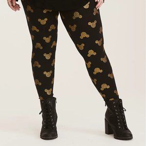 Plus Size 3X Torrid Mickey Mouse Disney Black Gold Glitter Legging Pants